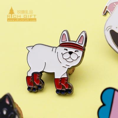 China Custom small quantity kawaii cartoon enamel soft enamel pin Europe dog brooch pin enamel pin dog animal lapel pins custom for sale