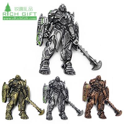 China Europe factory direct sale metal cartoon embossed 3d sheriff security shield metal craft silver plating lapel pin for souvenir for sale