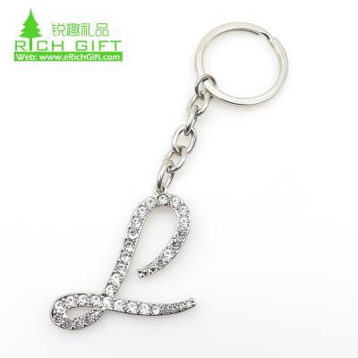 China Eco-friendly personalized bling cute kawaii letter keychains customized keyrings in bulk wholesale with logo custom for sale