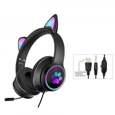 China New Headband Cat Ears Noise Canceling Gamer Headset Wired Gaming Headphones With Microphone for sale