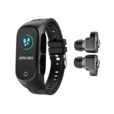 China New Blue Touch Screen N8 Smart Wireless Tooth Call Watch 2 in 1 Wristband Wristband Earphone for sale