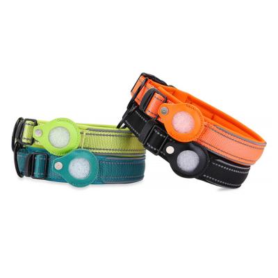 China China Factory Newest Padded Pet Supplies Dog Apple Airtag Nylon Reflective Soft Neoprene Padded Dog Collar for sale