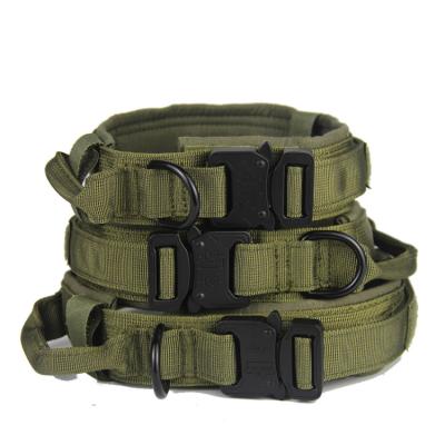 China Custom Wholesale Military Service Metal Buckle Heavy Duty Tactical Dog Collar With Pendant for sale