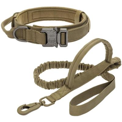 China Wholesale K9 Dog Collar and Tactical Leash Adjustable Durable Nylon Stocked Viable for Medium Large Dogs for sale