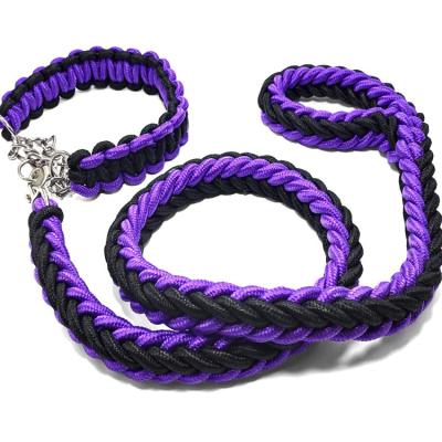 China Wholesale Durable Heavy Duty Pet Martingale Training Nylon Braided Dog Leash For Jogging Walking Running Exercising for sale