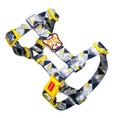 China Sustainable Newest Design Hot Selling Amazon Pet Accessories Dog H Nylon Printed Harness for sale