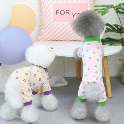 China Stocked Wholesale Cute Pet Clothes Soft Cotton Sleepwear 4 Legs Pet Pajamas for sale