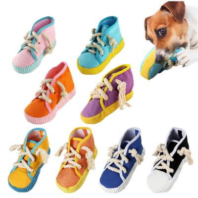 China Wholesale Durable Pet Chew Stocked Interactive Toys Machine Washable Dog Shoe Squeaky Toy for sale