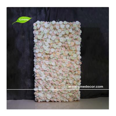 China GNW Environmentally Friendly Pink Hydrangea and Rose Flowers Artificial White Backdrop Wall for Wedding Decoration Making for sale