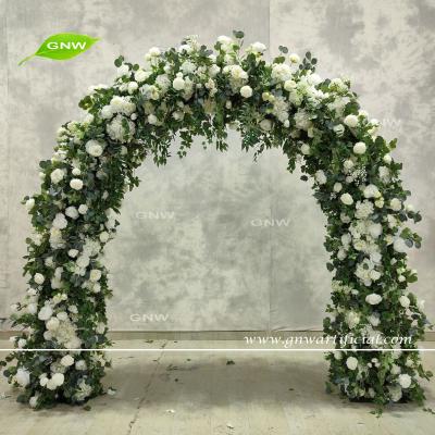 China GNW Natural Greenery with Roses Flower Arch Wedding Stage Decoration Arch for sale