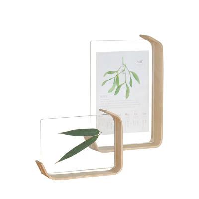 China Factory Customized High Quality Fast Delivery Clear Acrylic Wood Bending Picture Frame Display Picture for sale