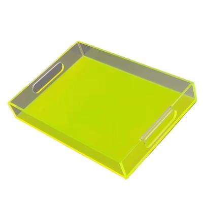 China 5mm Thickness Non-Toxic Acrylic Plastic Food Drink Mirror Serving Tray Leak Proof With Met Acrylic Serving Tray for sale