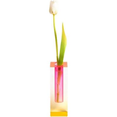 China Morden rainbow column square column luxury glass bubble can be inserted into the dry flowers, can be cube hydroponic acrylic vase for sale