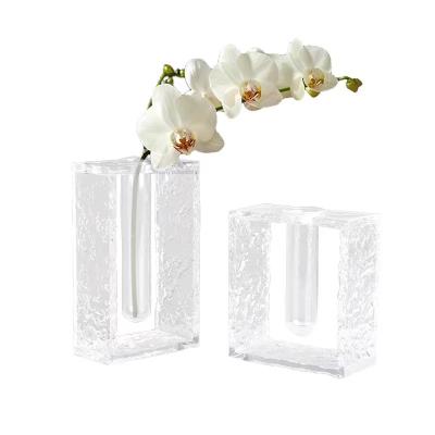 China Morden Factory Luxury Custom Special Thickness Concave And Convex Frosted Acrylic Vase for sale