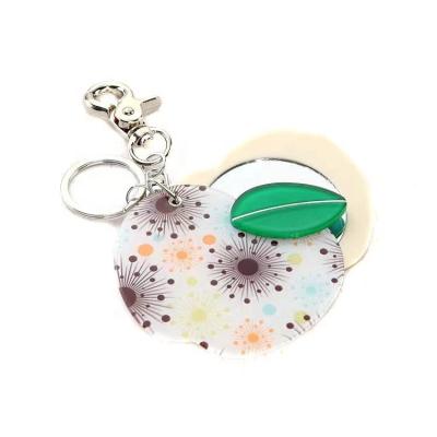 China Customized Cute UV Printing Handmade Wholesale Gift Promotions Products With Metal Ring Acrylic Mirror Key Chain for sale