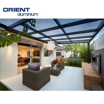 China Modern American Standard Soundproof Triangle Roof Aluminum Glass Sunroom Homes for sale