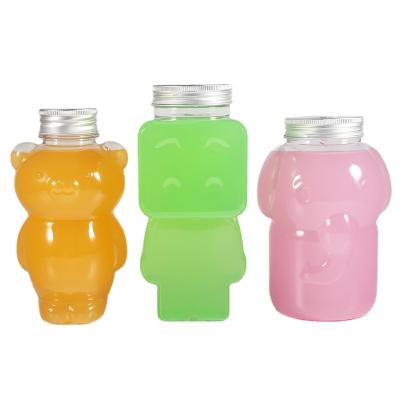 China Plastic Shape Plastic PET Robot Drinking Bottle Bear Shape Beverage Drinking Bottle Cartoon Drinking Bottle for sale