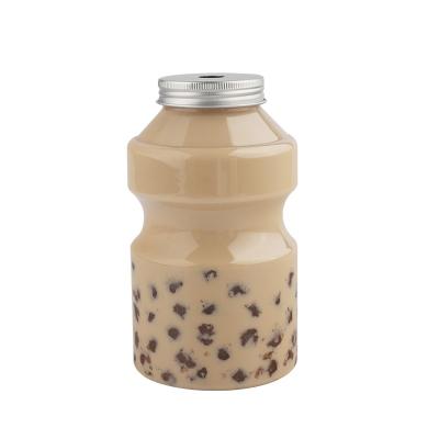 China Unique Wholesale Beverage Products Disposable Bottle For Plastic Milk Tea Juice Bottles With Aluminum Lids for sale