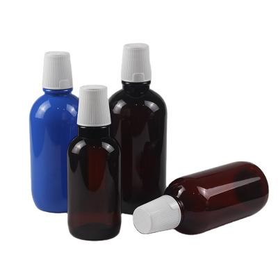 China Household Products Wholesale 500ml PET Mouthwash Bottle Boston Round Plastic Bottle For Oral Product for sale