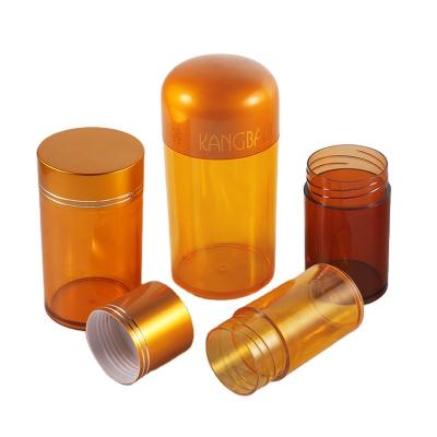 China Good Quality Medicine Supplement Bottle Packaging Plastic Orange Pill Bottle With Aluminum Cap for sale