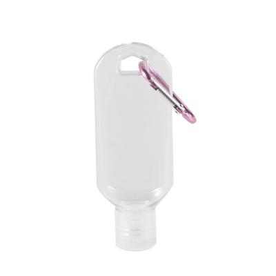 China Cosmetic Plastic Tube 50ml PETG Cosmetic Sanitizer Bottle With Carabiner Dispenser Shampoo Plastic Tube With Flip Top for sale