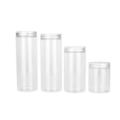 China Wholesale 750ml Empty Plastic Clear Wide Mouth Food Cookie Mason Jars 500ml Plastic Jar With Aluminum Lid for sale