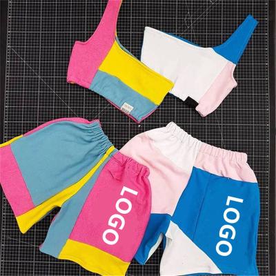 China 2021 NK Logo Sports POLYESTER/NYLON Pajamas Biker Workout Yoga Gym Shorts Women Two Piece Short Set for sale