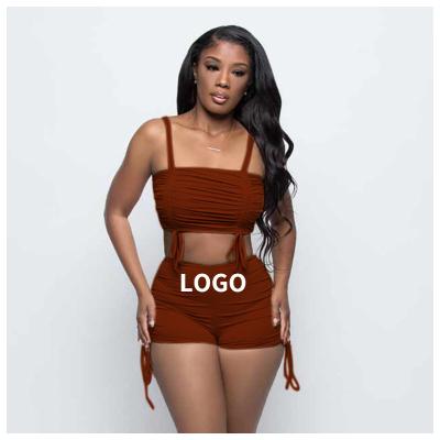 China New breathable hot sale short sets for women 2022 simple sexy suspenders cropped top fashion women summer two piece set for sale