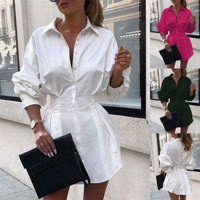 China Anti-pilling women button down shirt dress fashionable contrast check short shirt dresses women casual casual dress long sleeve for sale