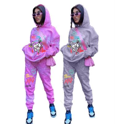 China New Cartoon Hip-hop Women's Unisex Hoodie Print Breathable Loose Hooded Two-piece Suit Sweater for sale