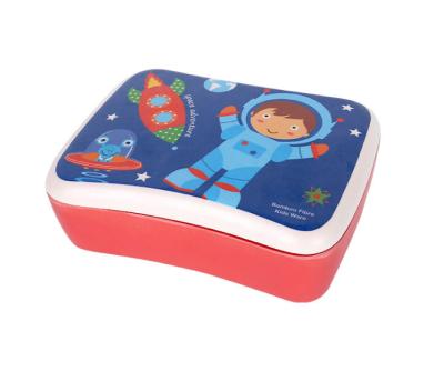 China Viable Cartoon Decal Printing Biodegradable Bamboo Fiber Bento Box Lunch Box For Kids Children Storage Fruit Box Container With Lid for sale