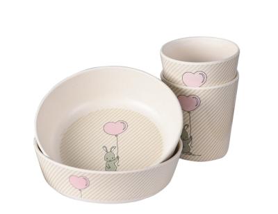 China Sustainable Cardboard Printing Baomboo Fiber Dinnerware Set Food Bowl With Water Cup Dinnerware Gifts Promotional Dishware for sale