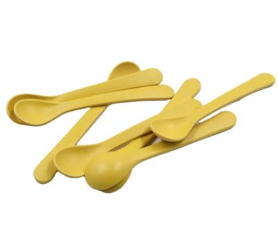 China Wholesale Viable Reusable Eco-friendly Biodegradable Bamboo Spoon Pure Color Fiber For Kids Children Promotional Gifts for sale