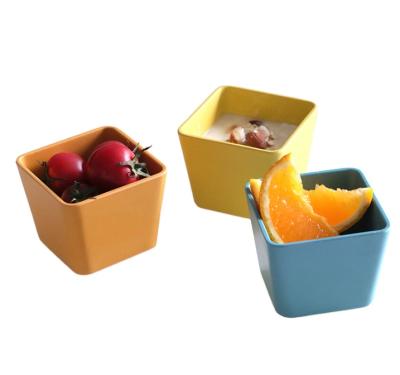 China Disposable Western Style Customized Color Square Snack Rice Fruit Bowl Hot Selling Bamboo Fiber Bowl For Home Kitchen Hotel for sale