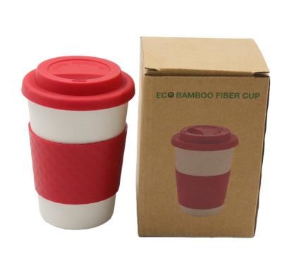 China 300ml Bamboo Fiber Travel Natural Bamboo Fiber Tumbler For Hot Drinking Water Cup Tea Coffee Mug With Silicone Lid/Socket for sale