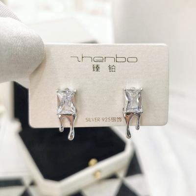 China 2022 fashion earrings lava nickel free lead free square zircon melted earrings spring 925 sterling silver unique earrings for women for sale