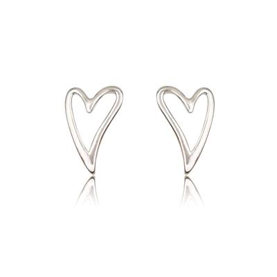 China 14K Sterling Silver Lead Free Romantic Style Cavity Big Heart Nickel Free 925 Gold Plated Stud Geometric Punk Earrings For Women for sale