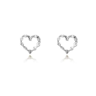 China Classic Ins Lead Free Nickel Free Hot Selling Classic Zircon 925 Sterling Silver Cute Zircon Hollow Heart Stud Earrings For Women for sale