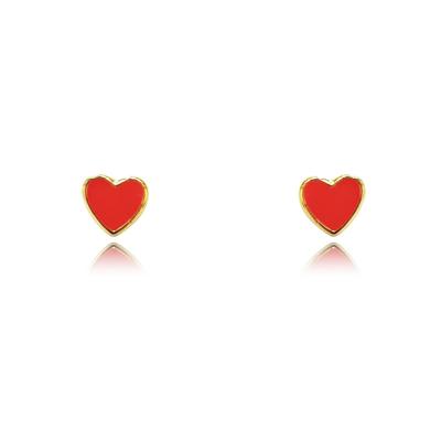 China 2022 Newest Cute Symmetry 18K Sterling Silver 925 Lead Free Nickel Free Gold Plated Jewelry Red Heart Stud Earring For Women for sale