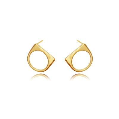 China INS Classic Letter D 925 Sterling Silver Lead Free 18k Sterling Silver Gold Plated Jewelry Geometric Shape Hollow Stud Earrings For Women for sale