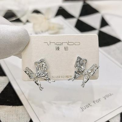 China 2022 lead free nickel free stylish and vivid NEW Insti 925 18K sterling silver gold plated large butterfly stud earrings for women for sale