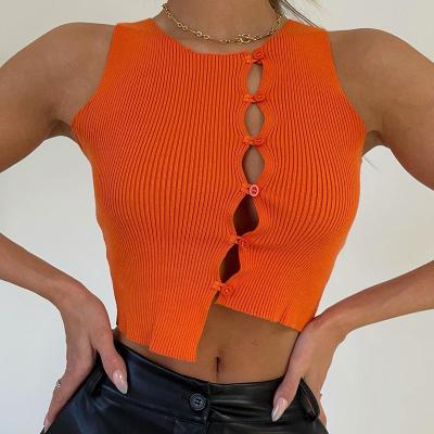 China Wholesale price K21B08250 QUICK DRY women tops ribbed crop top solid cavity women clothing crop top for sale