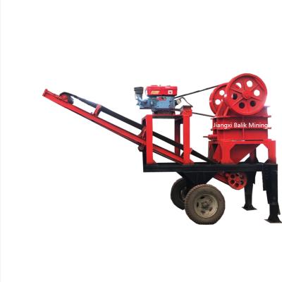 China Mini Stone 150* 250 Small Mining PE With Diesel Engine Mobile Jaw Crusher With A Discharge Belt Conveyor for sale