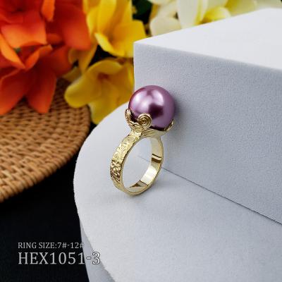 China Casual/Sporty Hawaiian Pearl Rings Gold Plumeia Flower Ring Women Jewelry for sale