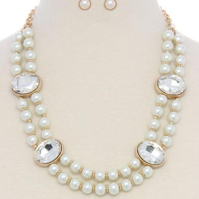 China Chinese ALLOY Thin Gold Pearl Necklace Chain Necklace And Bracelet Set for sale