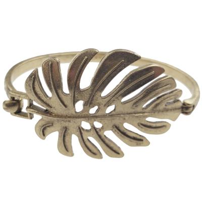 China Casual/Sports Antique Cuff Jewelry Charm Brass Copper Palm Leaf Bracelets for sale