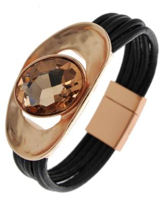 China 2019 hits ALLOY bracelets citrine copper leather bulk bracelet custom magnetic string bracelet for sale