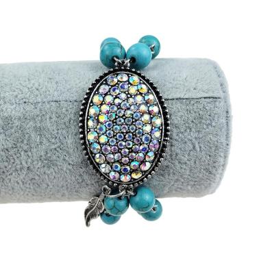 China Alloy. Pearls. New Design CZ Natural Turquoise Beads Charm Bracelet Women for sale