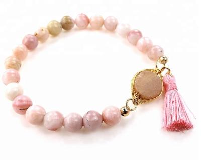 China Bracelet crystal jewelry with charm pink stone bracelet for sale