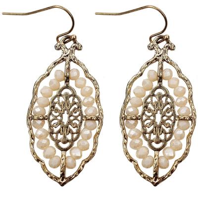 China Fashion earrings jewelry hammerd earring vintage casual/sporty metal gold plated crystal beaded earrings for women for sale